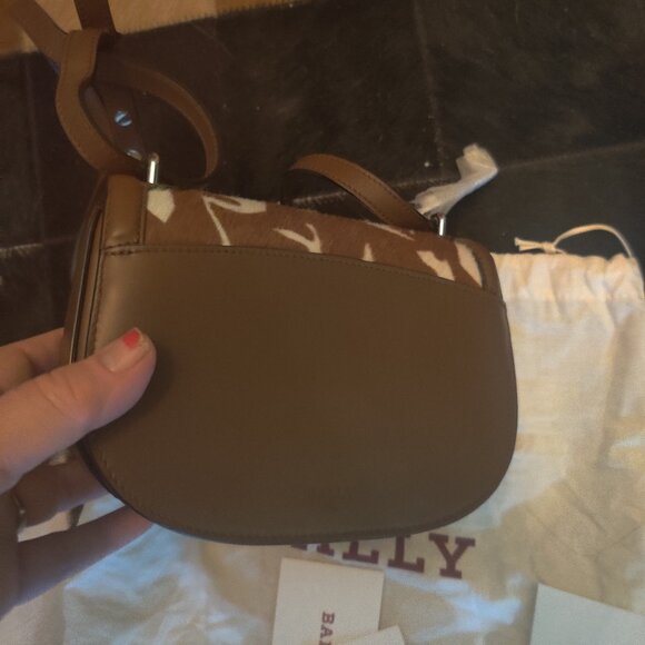 BALLY Leather Crossbody Bag Animal Print Calf Hair  New $1710.00 - Picture 3 of 4
